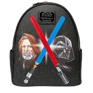 Loungefly Darth Vader and Obi-Wan Kenobi Lightsaber Light Up Backpack New NWT